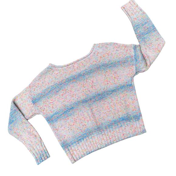 By Anthropologie Palm Tree Neon Speckle Sweater XS Coastal Boho Beach Knit Relax - Picture 12 of 16